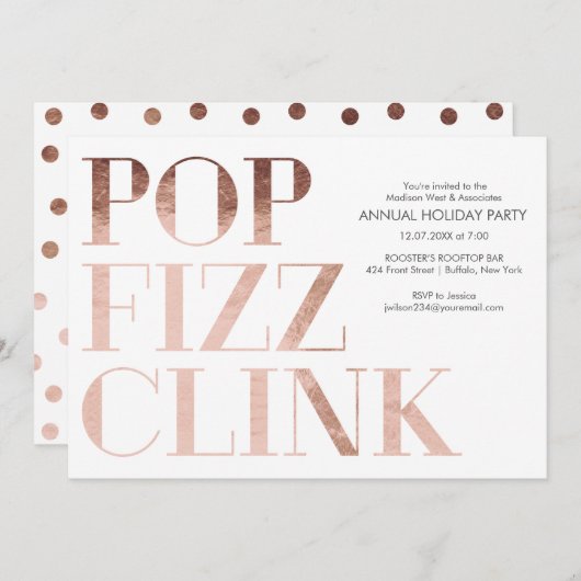 Pop Fizz Clink Imitats Folie Holiday Business Part Einladung (Vorne/Hinten)