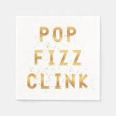 Pop Fizz Clink Imitats Gold Neujahr Serviette (Vorderseite)