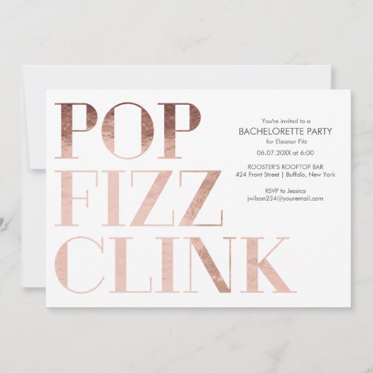 Pop Fizz Clink Junggeselinnen-Abschied Einladung I (Vorderseite)