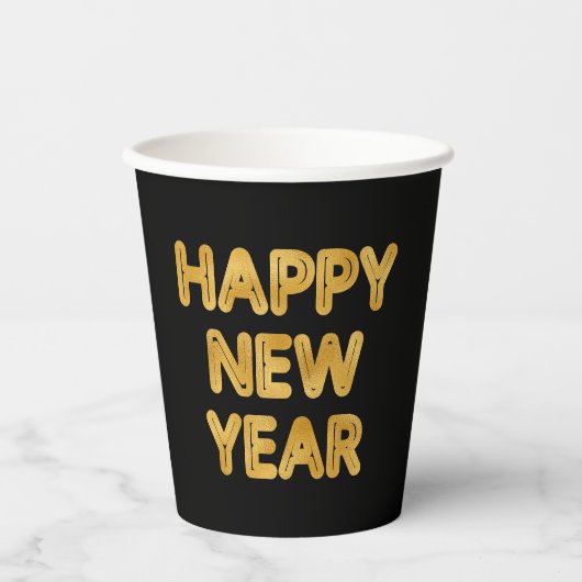 Pop Fizz Clink Moderne Typografie glücklich Neues  Pappbecher (Vorderseite)