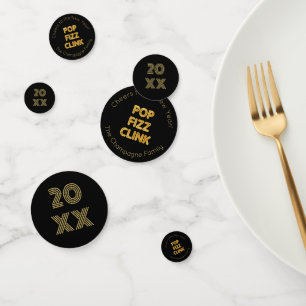 Pop Fizz Clink Moderne Typografie Neujahr Konfetti