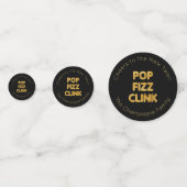 Pop Fizz Clink Moderne Typografie Neujahr Konfetti (Vorderseiten)