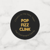 Pop Fizz Clink Moderne Typografie Neujahr Konfetti (Klein Vorderseite)