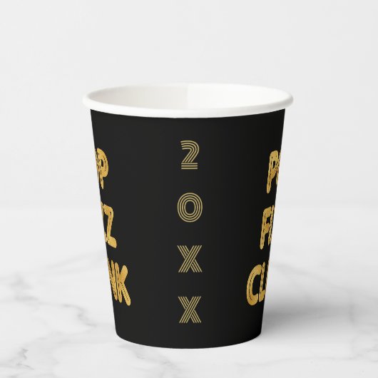 Pop Fizz Clink Moderne Typografie Neujahr Pappbecher (Links)
