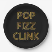 Pop Fizz Clink Moderne Typografie Neujahr Pappteller (Vorderseite)