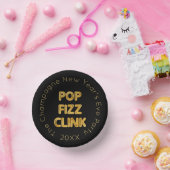 Pop Fizz Clink Moderne Typografie Neujahr Pappteller (Party)