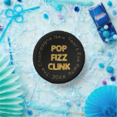 Pop Fizz Clink Moderne Typografie Neujahr Pappteller (Party)