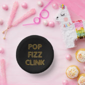 Pop Fizz Clink Moderne Typografie Neujahr Pappteller (Party)