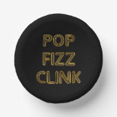 Pop Fizz Clink Moderne Typografie Neujahr Pappteller (Vorderseite)