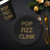 Pop Fizz Clink Moderne Typografie Neujahr Pappteller