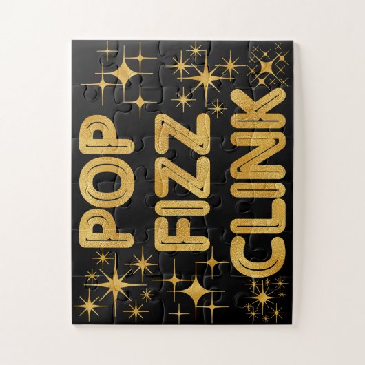 Pop Fizz Clink Moderne Typografie Neujahr Puzzle (Vertikal)