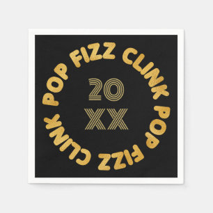 Pop Fizz Clink Moderne Typografie Neujahr Serviette