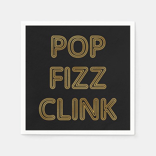 Pop Fizz Clink Moderne Typografie Neujahr Serviette (Vorderseite)