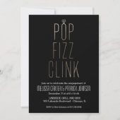 Pop Fizz Clink Neue Jahr Engagement Partei Imitate Einladung (Vorderseite)