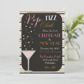 Pop Fizz Clink Neujahr Einladung (Stehend Vorderseite)