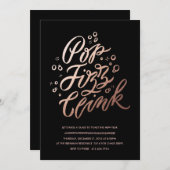 Pop, Fizz, Clink!  Party Einladung der Silvester (Vorne/Hinten)