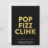 POP FIZZ CLINK! - Party Einladung der Silvester (Vorderseite)