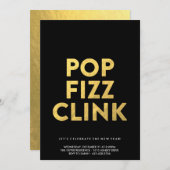 POP FIZZ CLINK! - Party Einladung der Silvester (Vorne/Hinten)