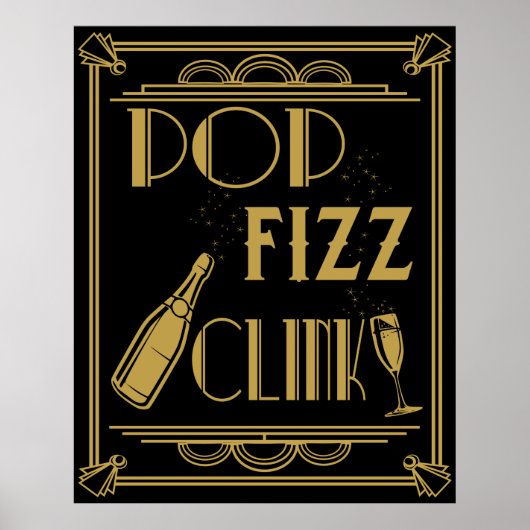 Pop Fizz Clink Party Poster Art Deko (Vorne)