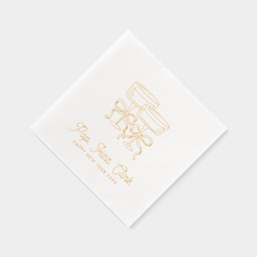 Pop Fizz Clink Personalisiert Happy Neujahr Napkin Servietten Mit Folie (Rechts)