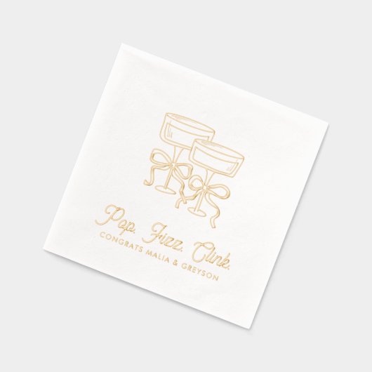 Pop Fizz Clink Personalisierte Verlobung Napkins Servietten Mit Folie (Links)