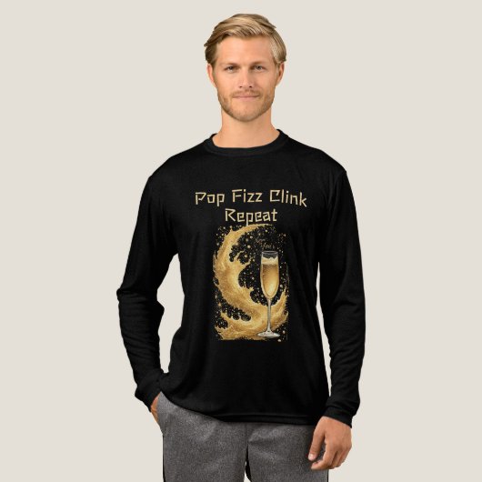 Pop Fizz Clink Repeat New Year Champagne Sparkles Tri-Blend Shirt (Volle Vorderseite)