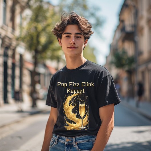 Pop Fizz Clink Repeat New Year Champagne Sparkles  Tri-Blend Shirt