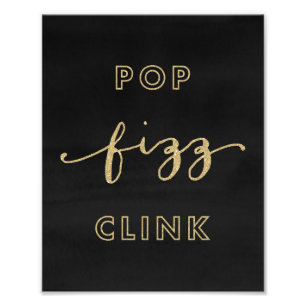 Pop Fizz Clink Schwarz-Gold-Kunstdrucken Fotodruck