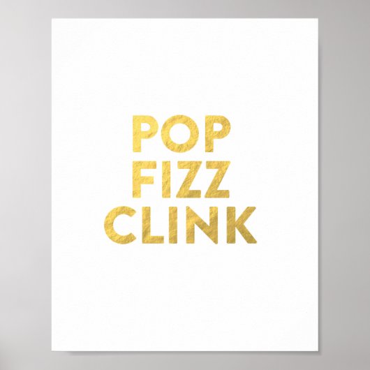 POP FIZZ CLINK Silvester Party Bar Zeichnung Poster (Vorne)