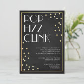 Pop Fizz Clink Silvester Party Einladung (Stehend Vorderseite)