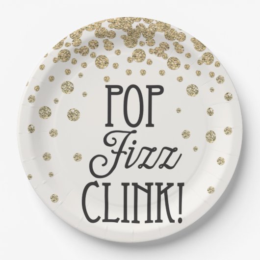 Pop Fizz Clink Silvester Party Paper Teller (Vorderseite)