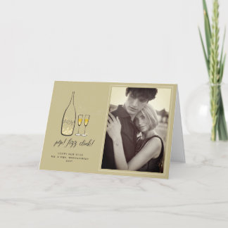 Pop Fizz Clink Stilvolles Foto mit Champagner-Chic Feiertagskarte