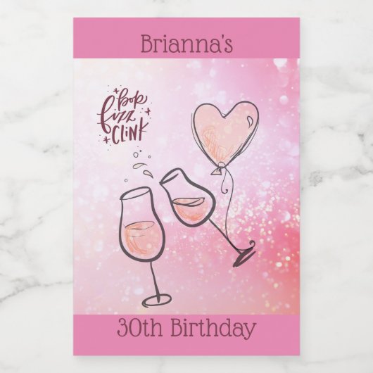 Pop Fizz Clink Weinkultur und Erde Weinroute Mendr Weinetikett (Einzelnes Label)