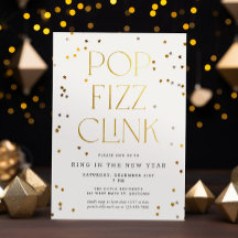 Pop Fizz Clink White Gold Confetti Neujahr
