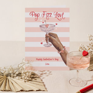 Pop Fizz Love Cocktail Frohe Galentine's Day Feiertagskarte