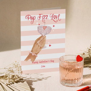 Pop Fizz Love Cocktail Frohe Galentine's Day Feiertagskarte