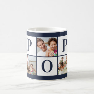 POP Foto Collage Navy Blue Coffee Tasse