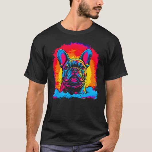 Pop French Bull Dog Sunset T-Shirt (Vorderseite)