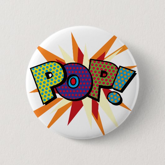POP Fun Farbenfrohe moderne Typografie Button (Vorderseite)