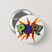 POP Fun Farbenfrohe moderne Typografie Button (Vorne & Hinten)