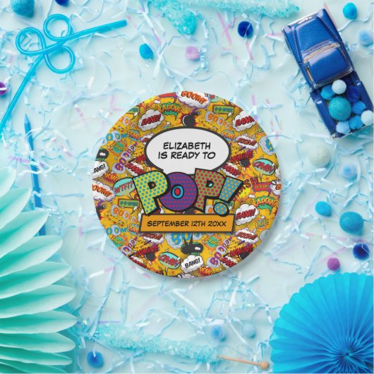 Pop Fun Modernes Comic Buchen Kinderdusche Pappteller (Party)