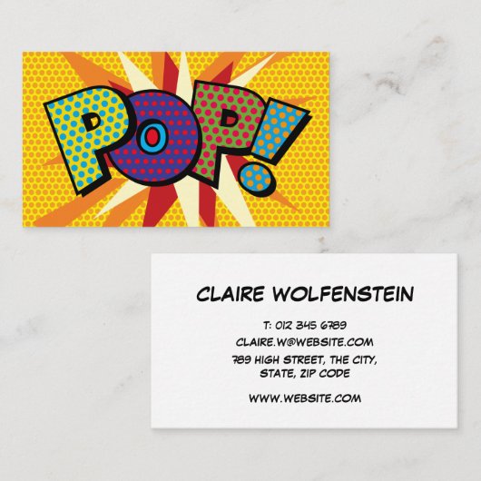 POP Fun Retro Comic Book Visitenkarte (Vorne/Hinten)