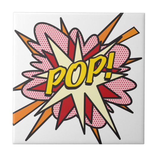 POP Fun Retro Comic Pop Kunst, Dichtung und Musik Fliese (Vorderseite)