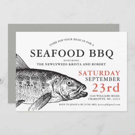Pop | Funny Fish Fry Party Einladung (Vorne/Hinten)