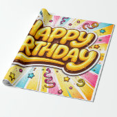 Pop Geburtstag — Bubble-Letter-Feier🎉 Geschenkpapier (Ungerollt)