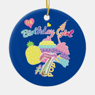 Pop Geburtstag für das 7-jährige Alte Girl Party Keramik Ornament