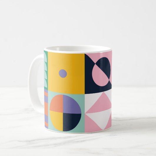 Pop Geometry Retro Mug – Colourful Mid-Century Kaffeetasse (Vorderseite Links)