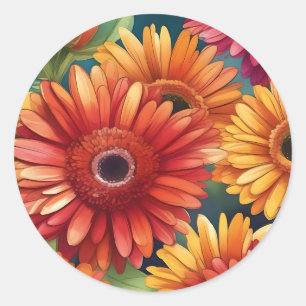 Pop Gerbera Daisy Pattern Runder Aufkleber