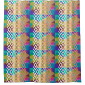 Pop-Glühen: Geometrischer Farbblock Duschvorhang (Vorderseite)