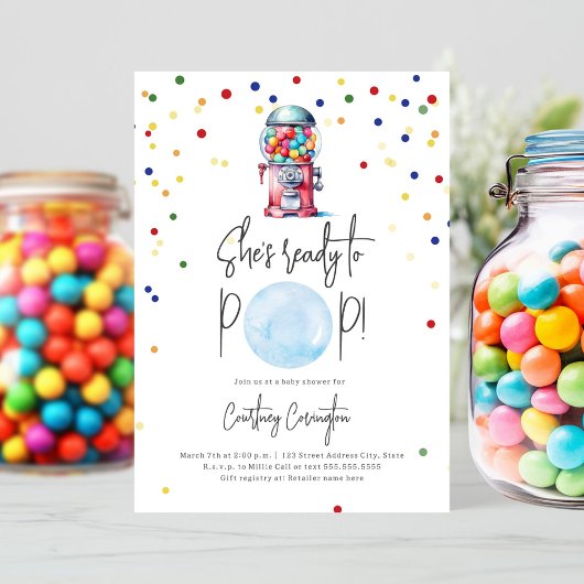 Pop Gumball Maschine Babydusche Einladung